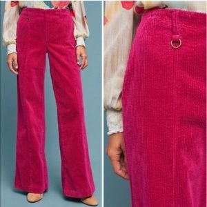 Anthropologie Wide Leg Corduroy Trousers Size 28T